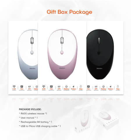 Meetion MT-R600 Rechargeable Wireless Mouse - Silver