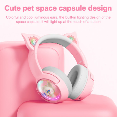 Onikuma B5 Vezeték nélküli Gaming headset - Pink - Cicafüles