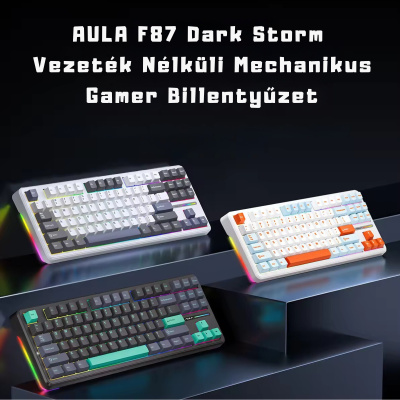 AULA F87 Dark Storm Vezeték Nélküli Mechanikus Gamer Billentyűzet