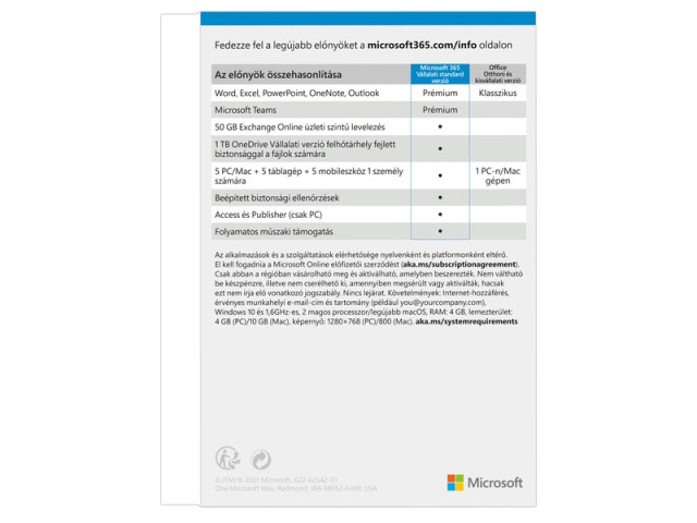 Microsoft 365 Vállalati Standard verzió