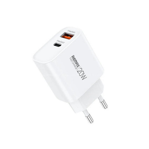 Remax Kiddy Series USB-A+USB-C Gyorstöltő Adapter - 20W