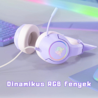 Onikuma K9 RGB Gamer Fejhallgató - Cicafüles