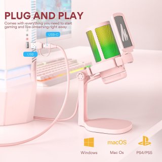 MAONO DGM20 USB Streamer/Gamer Mikrofon RGB - Pink