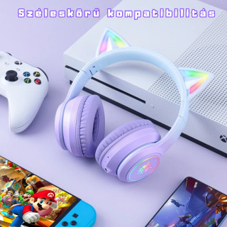 Onikuma B90 Vezeték nélküli Gaming headset - Lila - Cicafüles