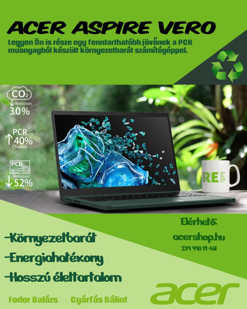 Acer Aspire Vero, a környezetbarát laptop