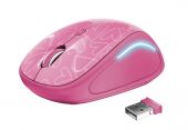 Trust Yvi FX Wireless Mouse vezeték nélküli pink egér, vezeték nélküli, wireless, világítós, optikai